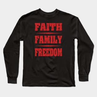 Faith Family Freedom distressed Red Long Sleeve T-Shirt